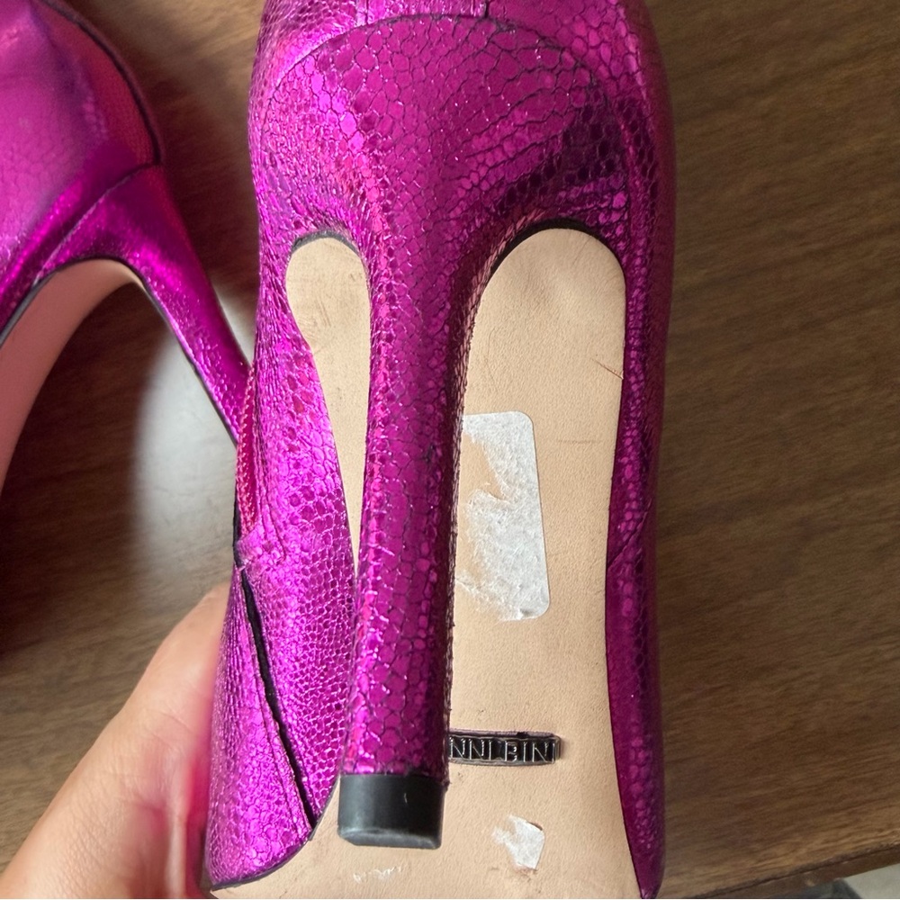 Gianni Bini Pink Metallic Ankle Boots Pointed Toe Stiletto Heels 7.5 - Picture 11 of 12